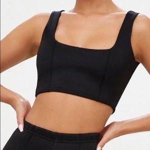 Crop Black Square Neck Top